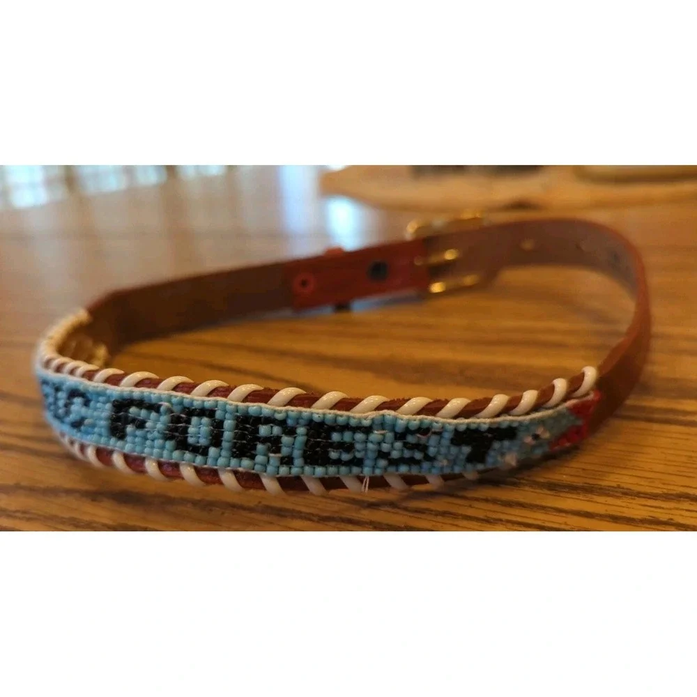 NOS Magic Forest Lake George NY Novelty Beaded Leather Belt Kids Youth Adult 20